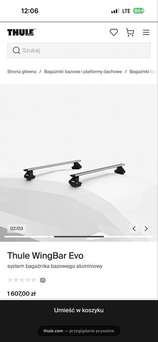 Bagażnik bazowy belki Thule WingBar Evo Porsche Macan