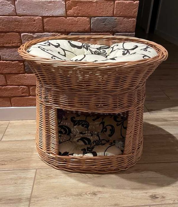 Wiklinowa budka dla psa kota domek legowisko 52 cm x 37 cm