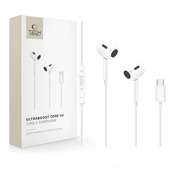 Słuchawki Tech-Protect Ultraboost Core G2 USB-C - białe