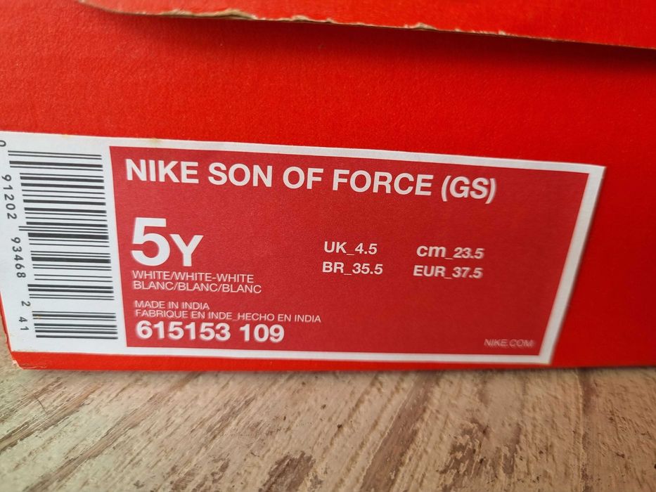 NIKE Son Of Force "Triple White" sneakers.  Size 37.5