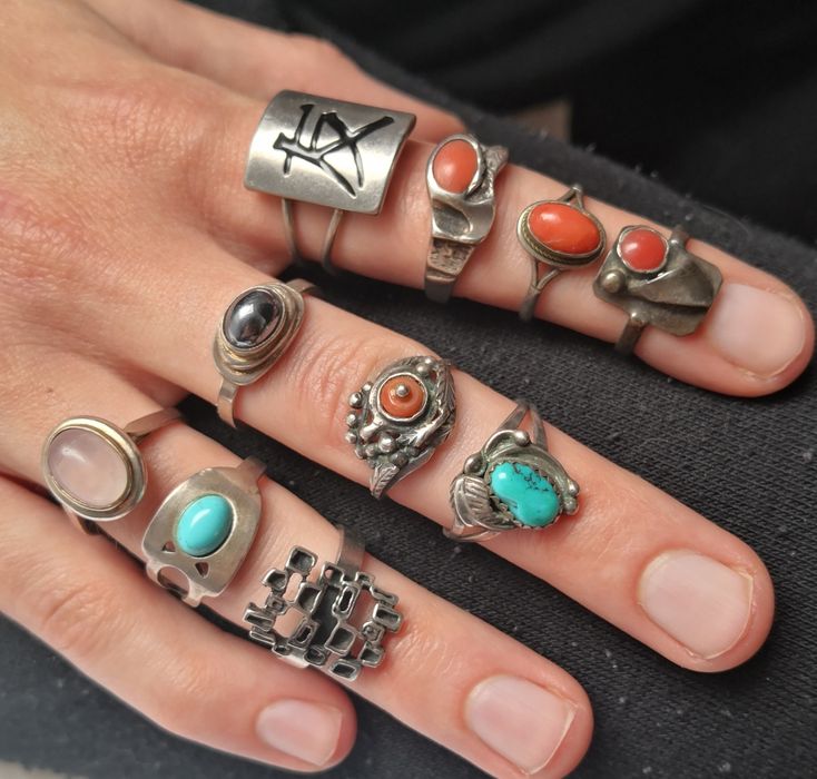 Stare Srebrne prl pierścionki srebro stary pierścionek srebrny turkus