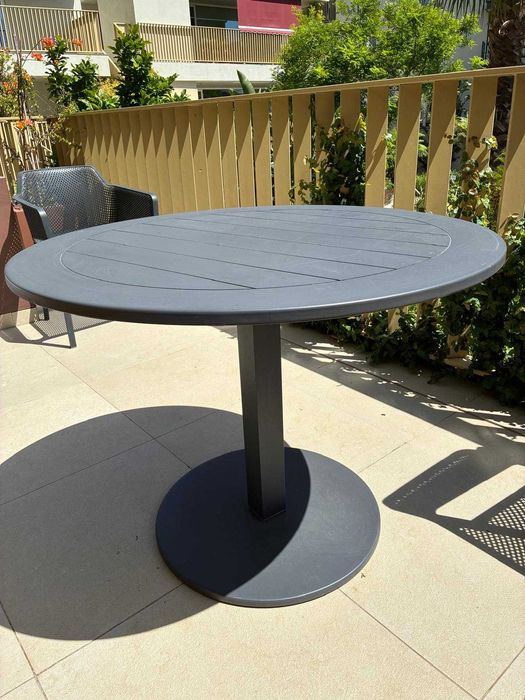 Mesa Jardim aluminio redonda dobravel