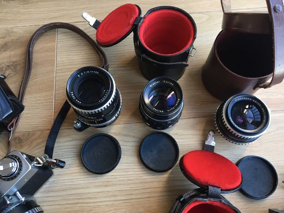 Aparat Exakta RTL1000 zestaw Pancolar, Orestor, Flektogon, Orestegon