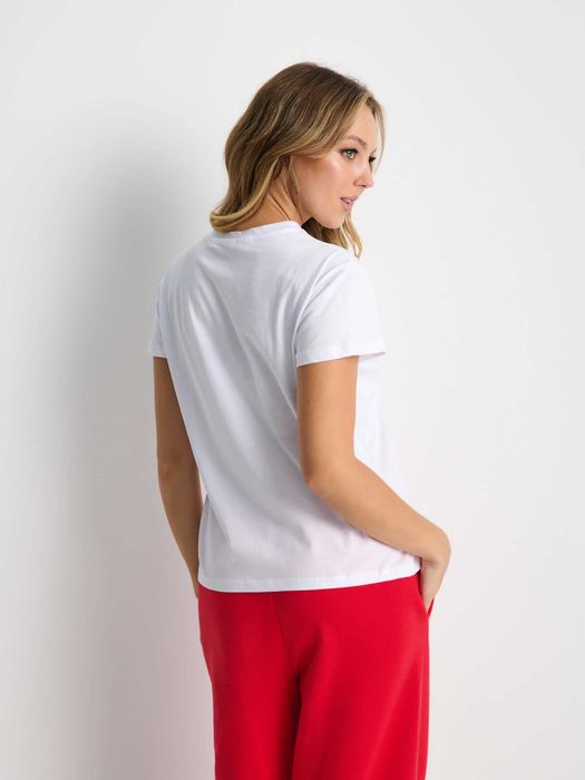 biały t-shirt z nadrukiem Sinsay