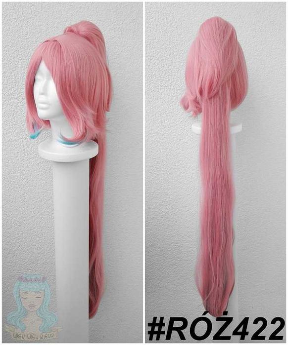 Rappa Honkai Star Rail różowa długa peruka z grzywką kitką cosplay wig