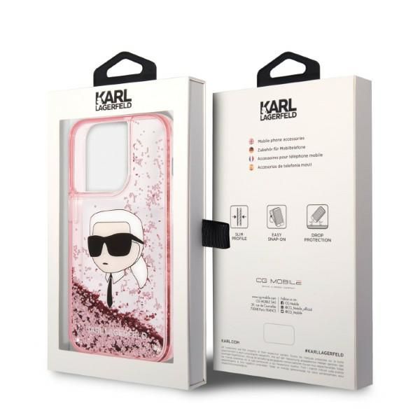 Etui Karl Lagerfeld Glitter Karl's Head na iPhone 14 Pro Max - różowe