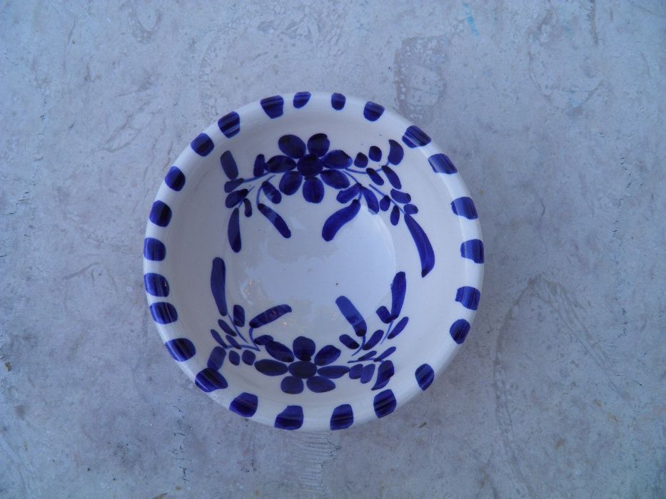 Pintado a mao - Tijela barro Pequena Flor Azul alentejo ceramica