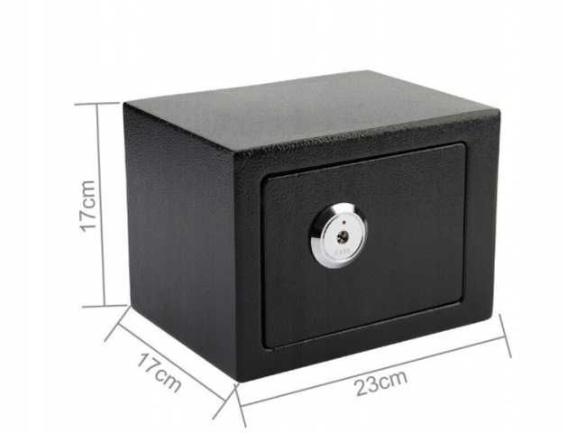 NOWY Sejf Kasetka Skrytka Metalowa Na Klucz Mocny 23x17x17cm