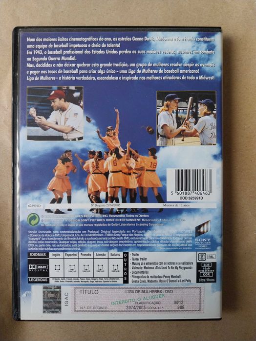 dvd: Penny Marshall “Liga de mulheres”