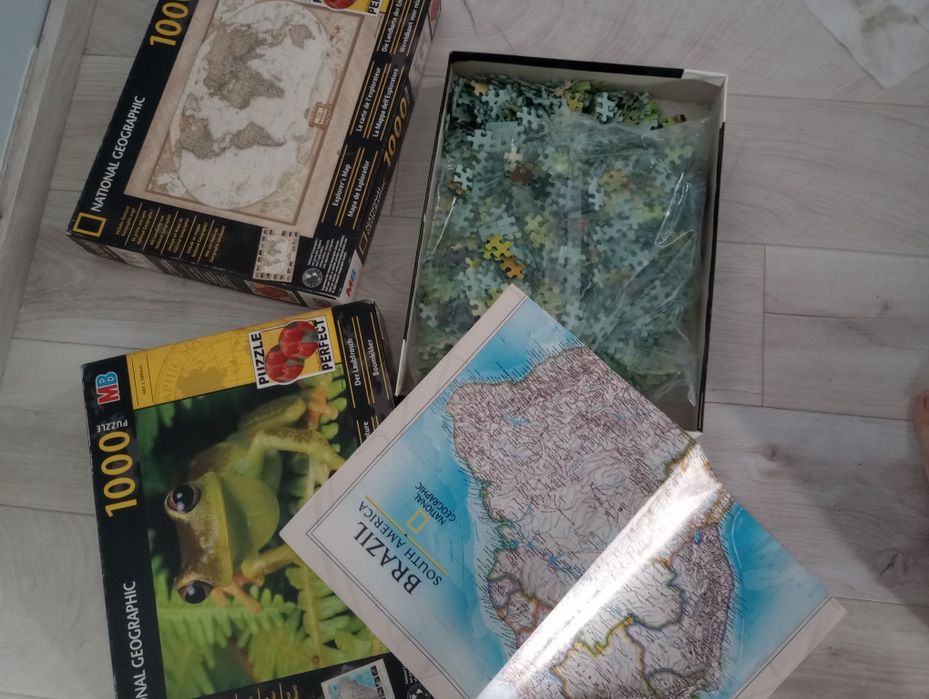 Puzzle 1000 sztuk żaba panoramiczna ogromna mapa Brazylia