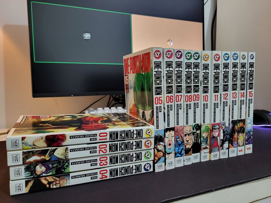 One-Punch Man vol. 1-15 em inglês  | Coleção Manga em muito bom estado