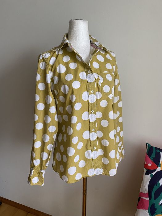 Boden koszula w grochy musztardowa bawełniana retro L