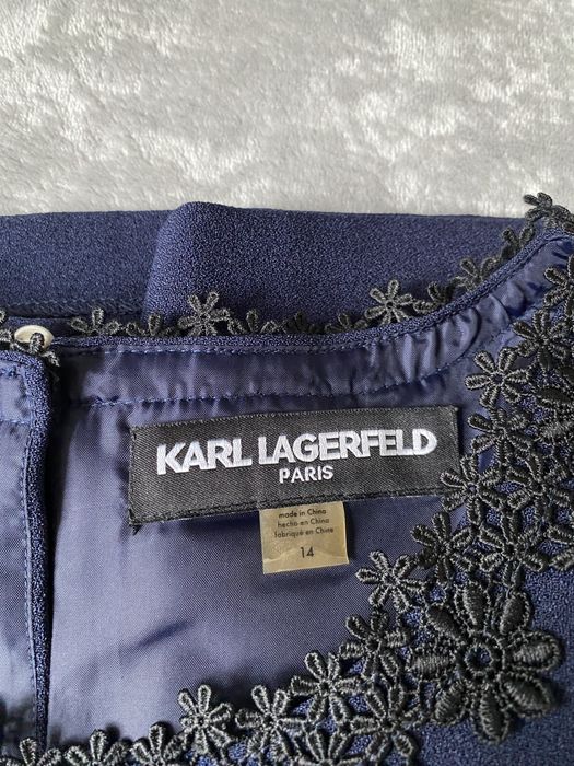 Piękna nowa sukienka Karl Lagerfeld XL granat koronka