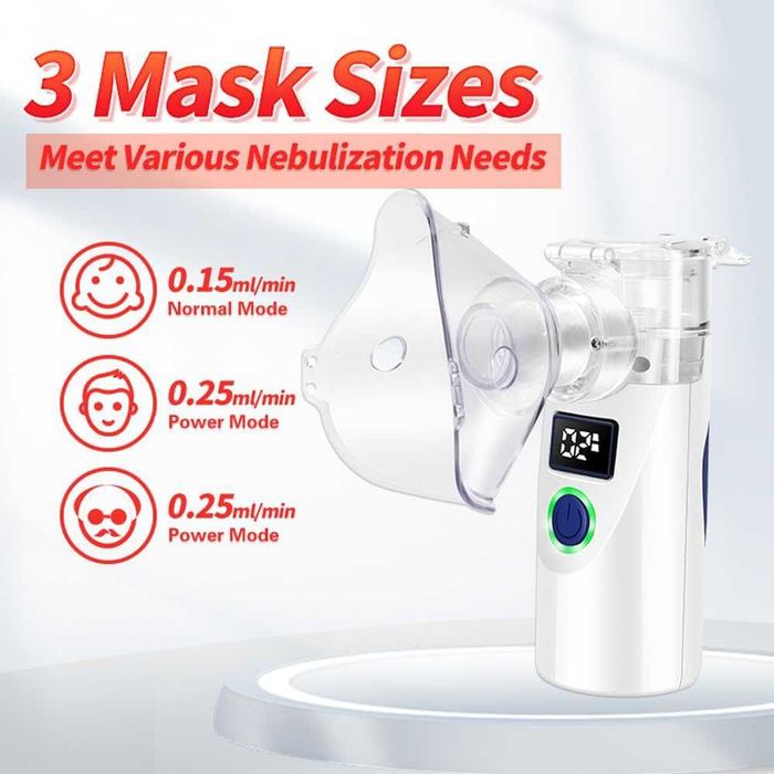 Inhalator Nebulizator LCD USB AA Cichy Dla Dzieci i Dorosłych