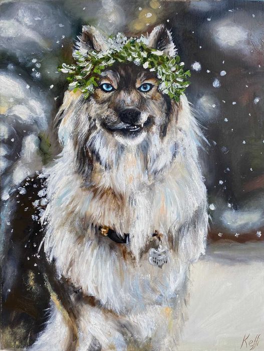 Картина олією "Закоханий вовк"