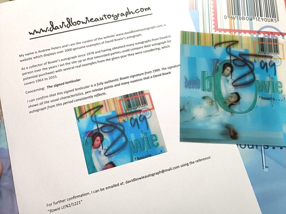 David Bowie Hours Autógrafo