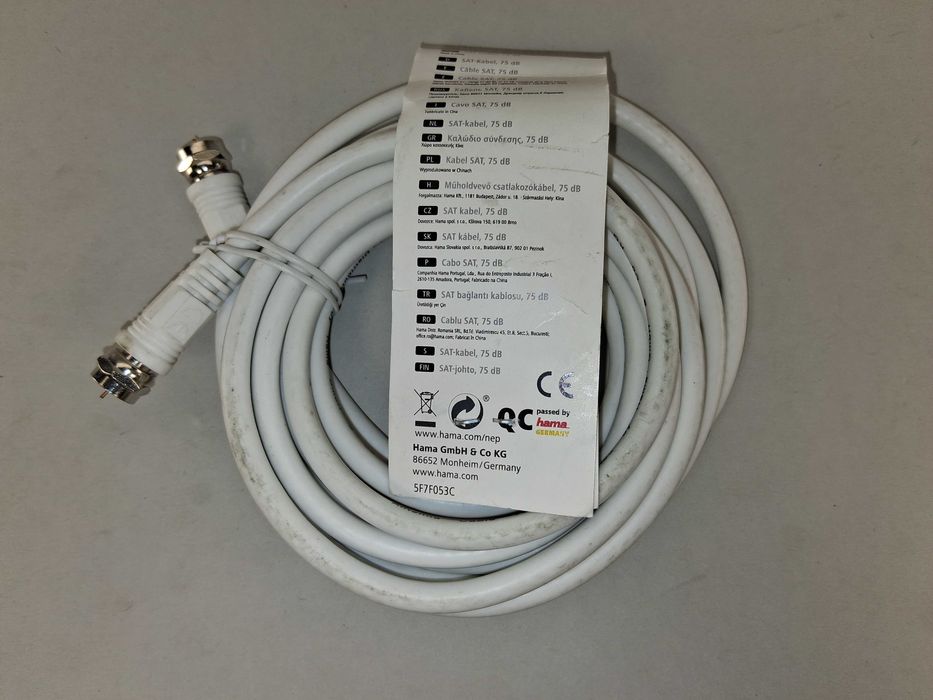 N115 Kabel SAT Hama 3m Wtyk Quick F 100 dB HD Gotowy Na 4K