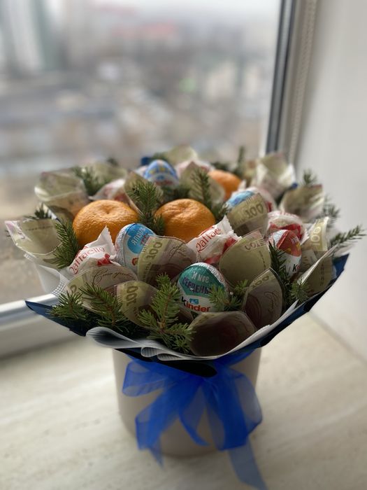 Смачні подарунки, вкусные букеты, букет с конфет, фуд букет, фудбукет