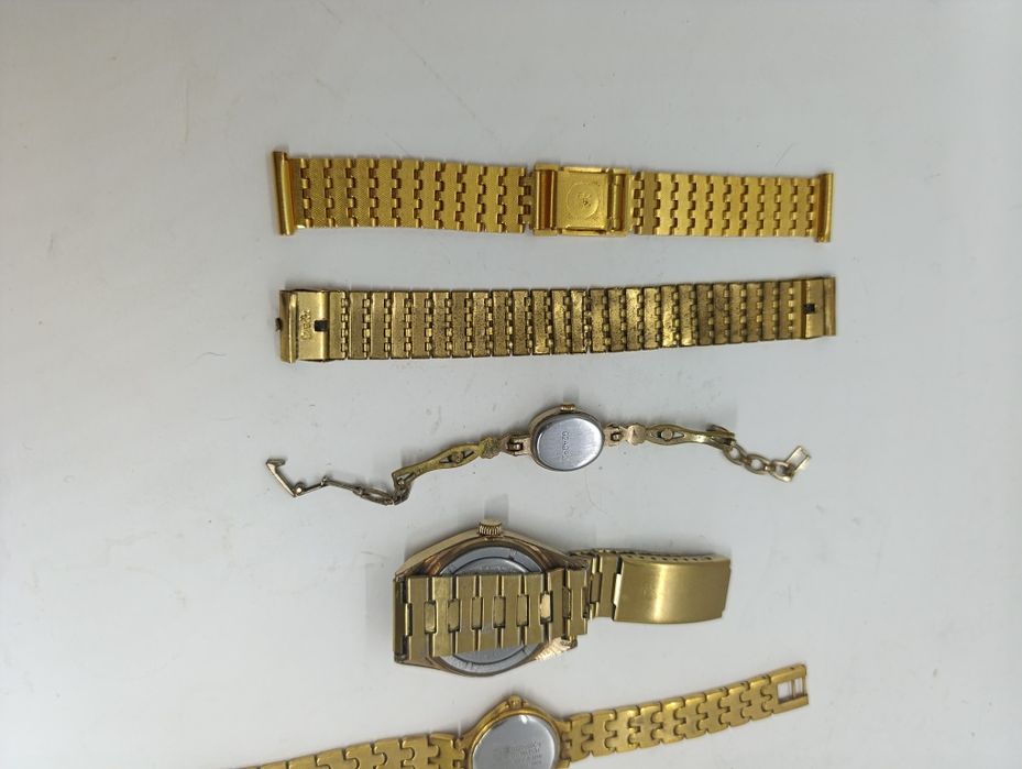 Советские позолоченные часы СССР с ремешком позолоченным браслетом Ау