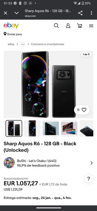 Vendo ou troco Sharp aquos R6  telemóvel de água