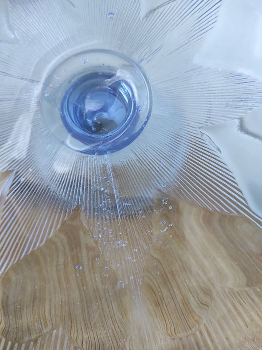 Patera Ząbkowice Drozd niebieska , duża na nóżce grube szkło serca