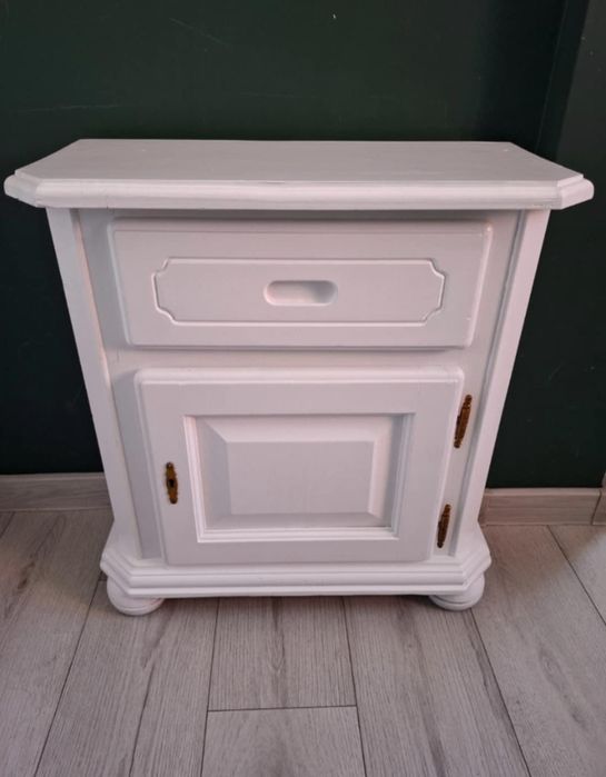 Biała szafka drewniana nocna przedpokój Boho Glamour