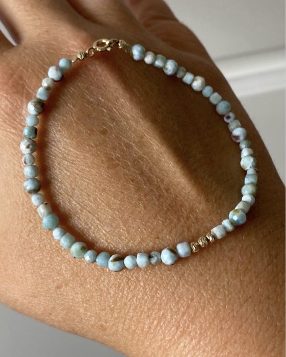 Larimar, bransoletka z larimaru , zloto 375, larimary