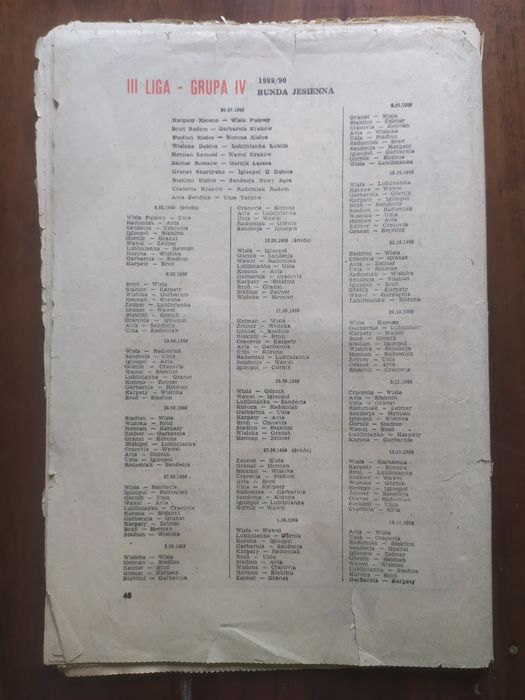 Skarb kibica I II III liga polska jesień 1989
