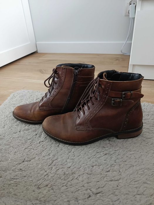 Trzewiki damskie retro r 36 brązowe kozaczki półbuty