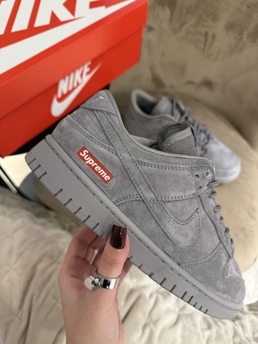 (36-45) Жіночі кросівки Nike SB Dunk Low Supreme Grey найк данк сірі