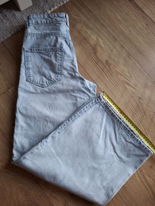 Rozmiar XXS, H&M jasne szerokie jeansy, spodnie jeansowe wide leg