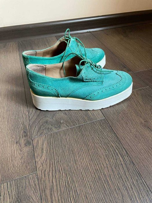 топсайдери жіночі броги лофери замша зелені туфлі 
36 р 22,5 см