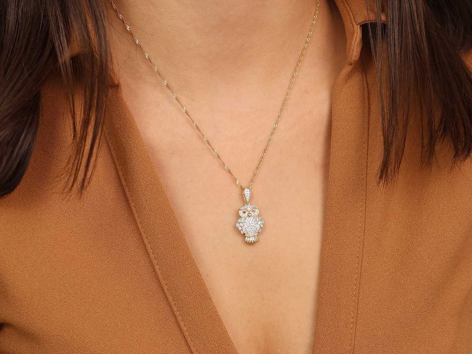 Zawieszka złota sowa pięknie zdobiona cyrkoniami PR 585