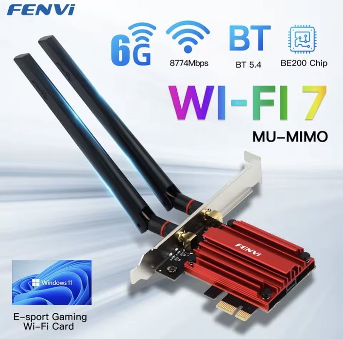 Мережевий адаптер Fenvi FV-BE8800S WiFi 7, BT 5.4.