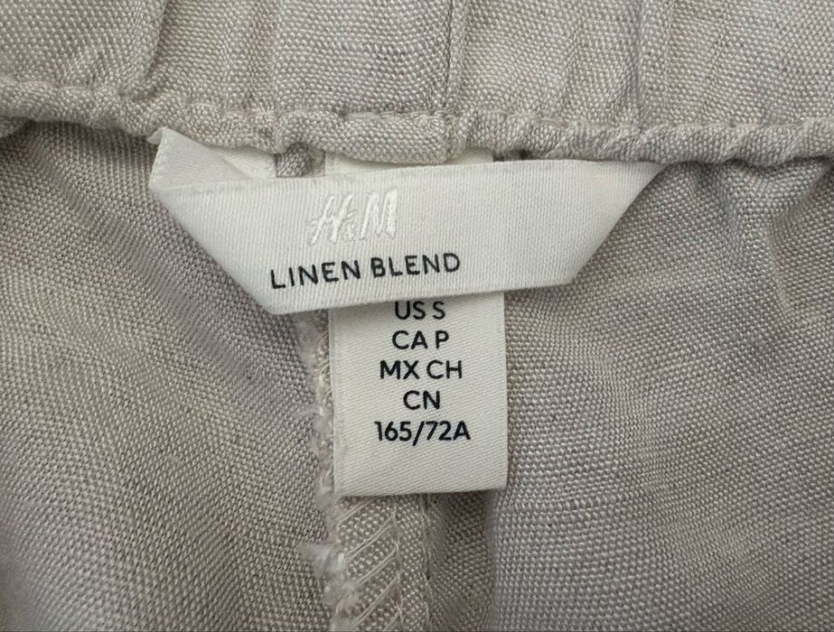 Lniane beżowe spodnie H&M S/36