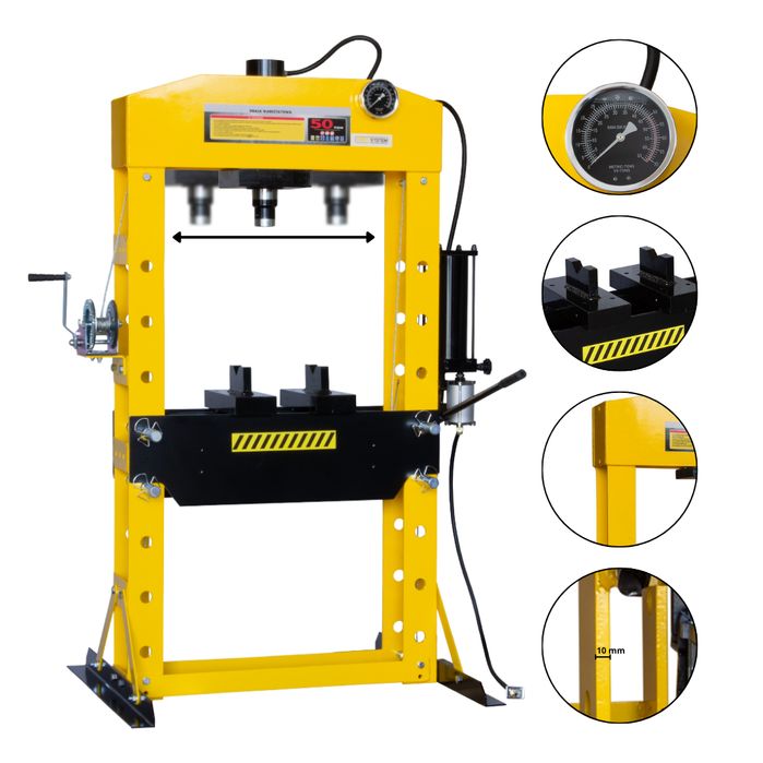 Prasa Hydrauliczna Warsztatowa 50 Ton Viber-System WP50 Pneumatyczno-Ręczna
