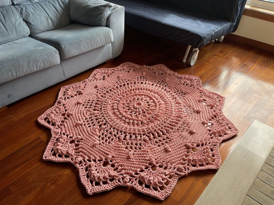 Crocheted carpet, handmade