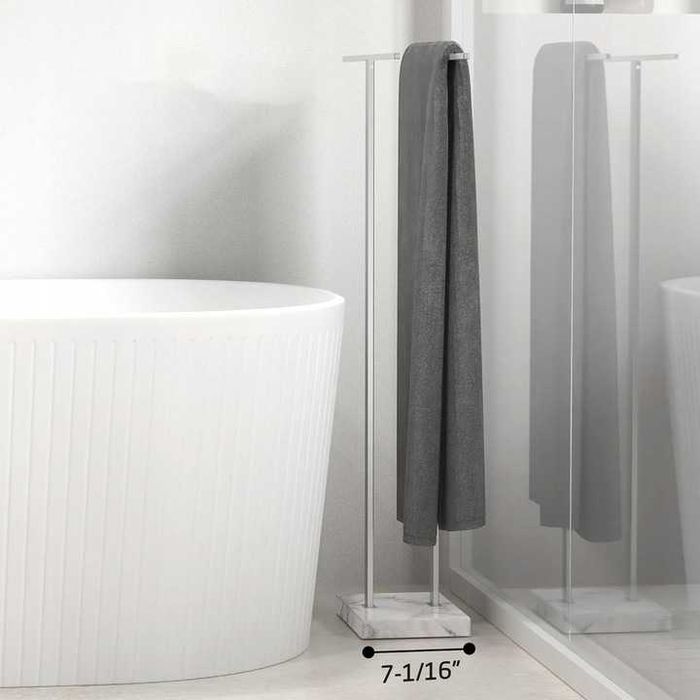 Wolnostojący wieszak na ręczniki z marmurem 84cm outlet nierdzewna