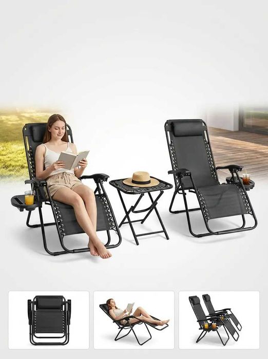 Набір садових лежаків зі столиком Шезлонг садовий 2шт і стіл Набір