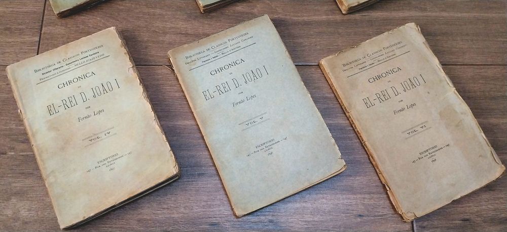 Livros antigos " Crónica de El Rei D. João I" por Fernão Lopes em 6 volumes  edição 1897/8