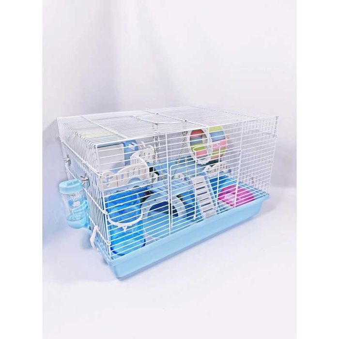 ТОП! Просторная Голубая клетка для хомяка G06 с 3 этажами, 47×29×30 см