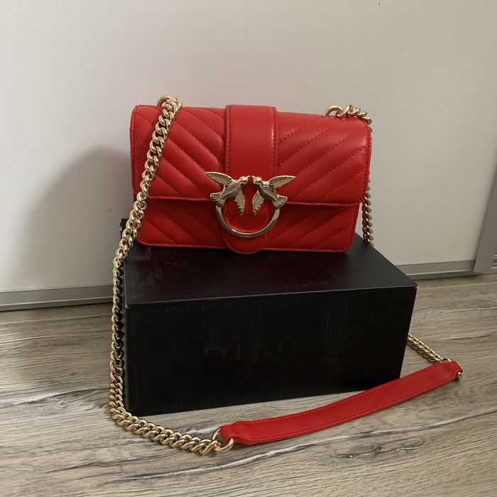 Torebka pinko złoty lancuszek red