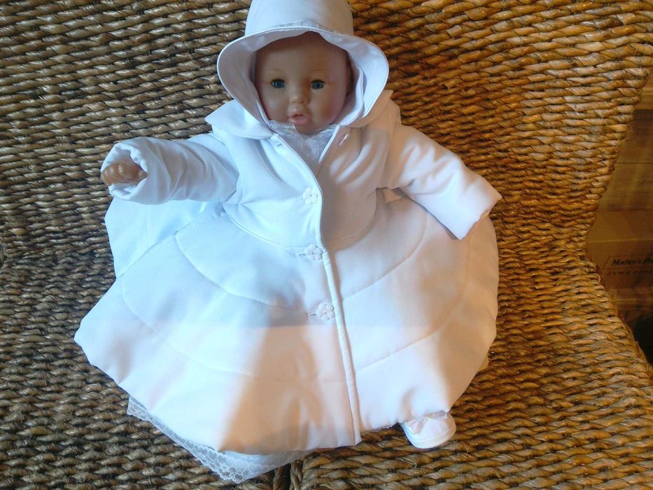 WYPRZEDAŻ! PŁASZCZYKocieplany + kapelusik 62-68 cm