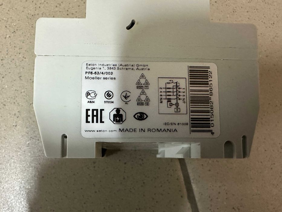 Пристрій захисного відключення (УЗО) Eaton PF6 63/4/003