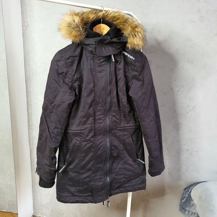 Parka Superdry xs czarny płaszcz kurtka zimowa
