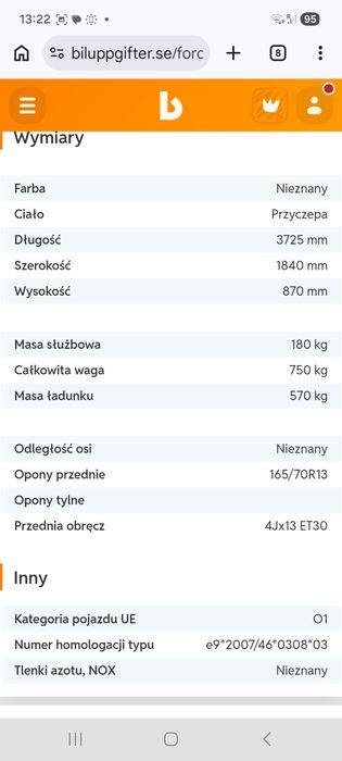 Przyczepka samochodowa Niewiadów NIWE Trailer 750 kat. B