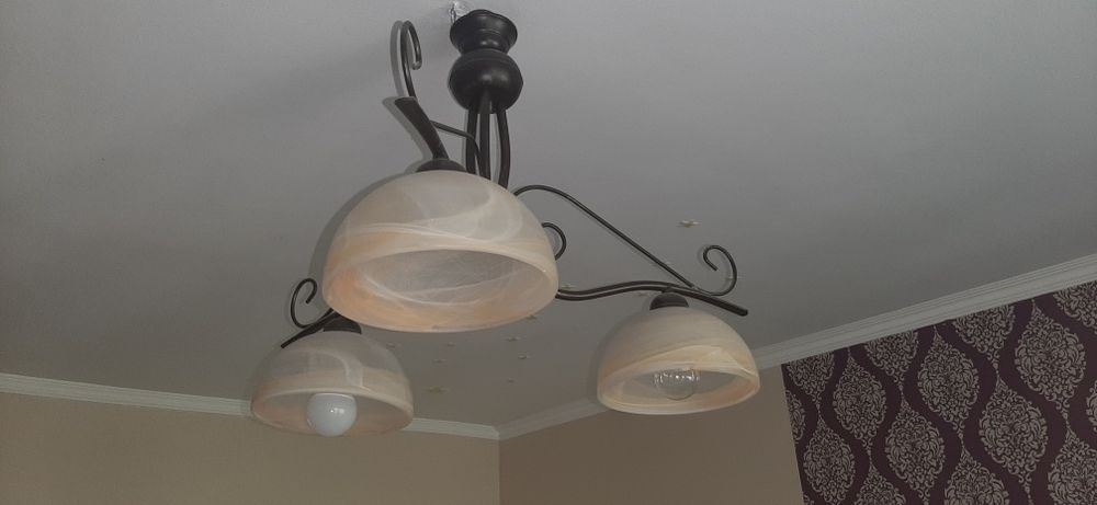 Żyrandol retro metalowy brązowy beżowy