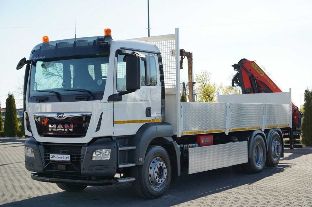 Бортовий MAN TGS 26.320 Кузов 6.6м кран PALFINGER PK 18002-EH 6000кг вили для палет радіопульт ротатор міцна підлога