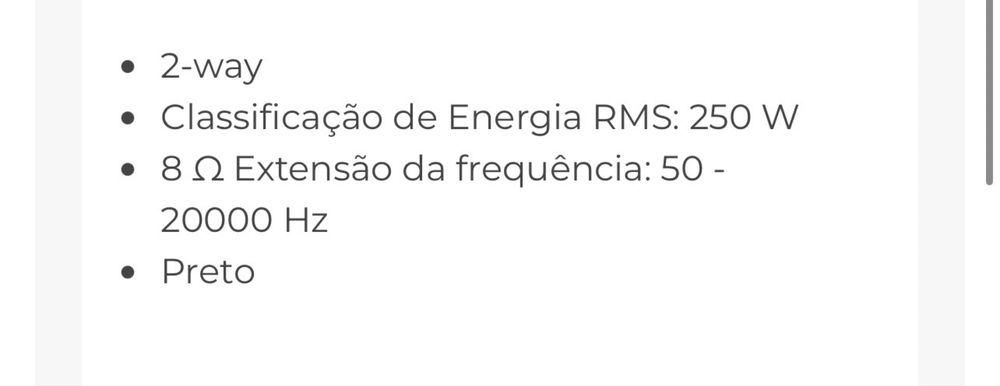 Par Colunas pasivas  6 ‘’ 250w