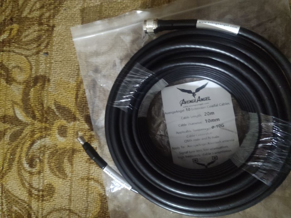 Коаксіальний кабель AvengeAngel-10 (20м) QMA male - N male (Новий)